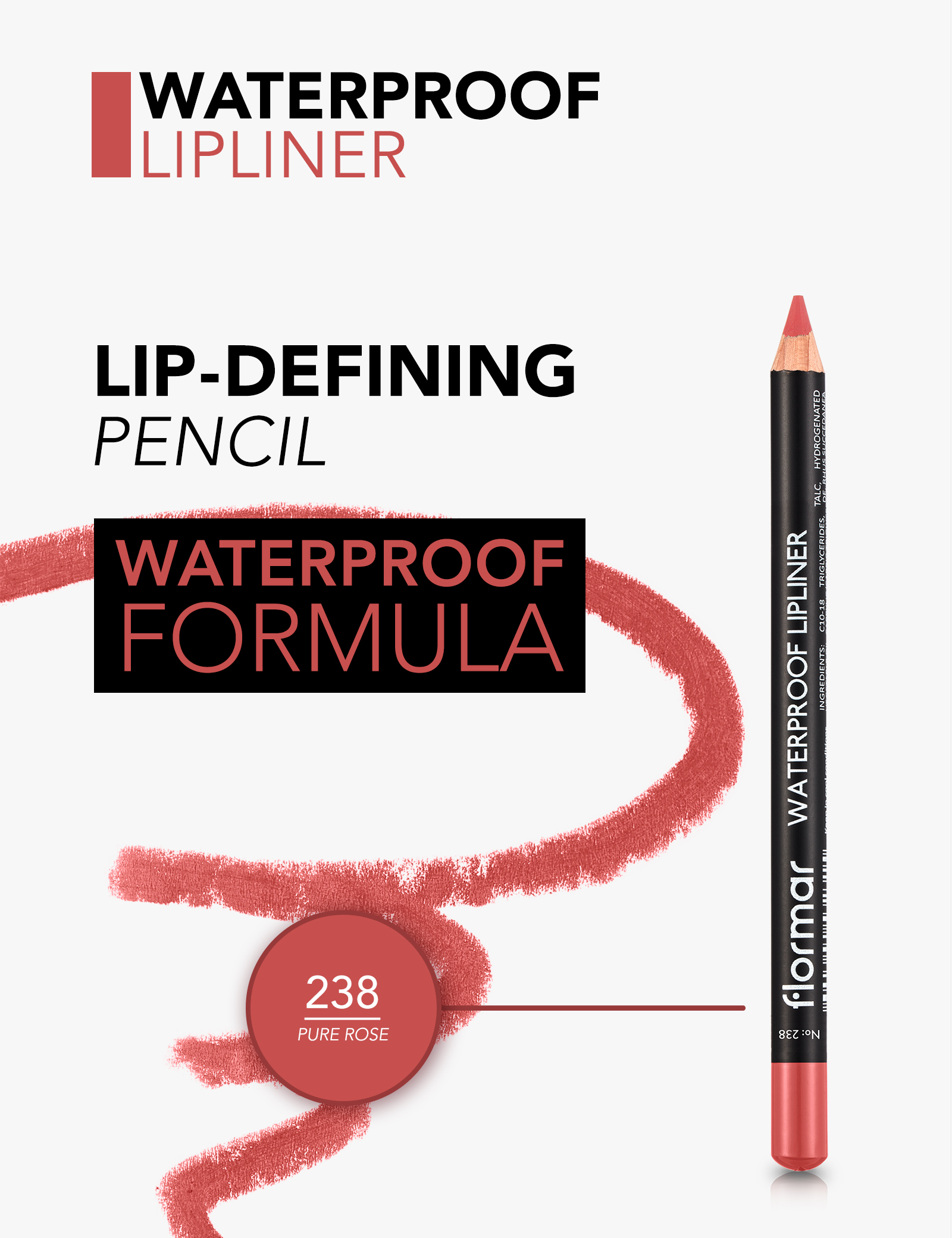 FLORMAR Waterproof Lipliner 238 Pure Rose - الصورة 2