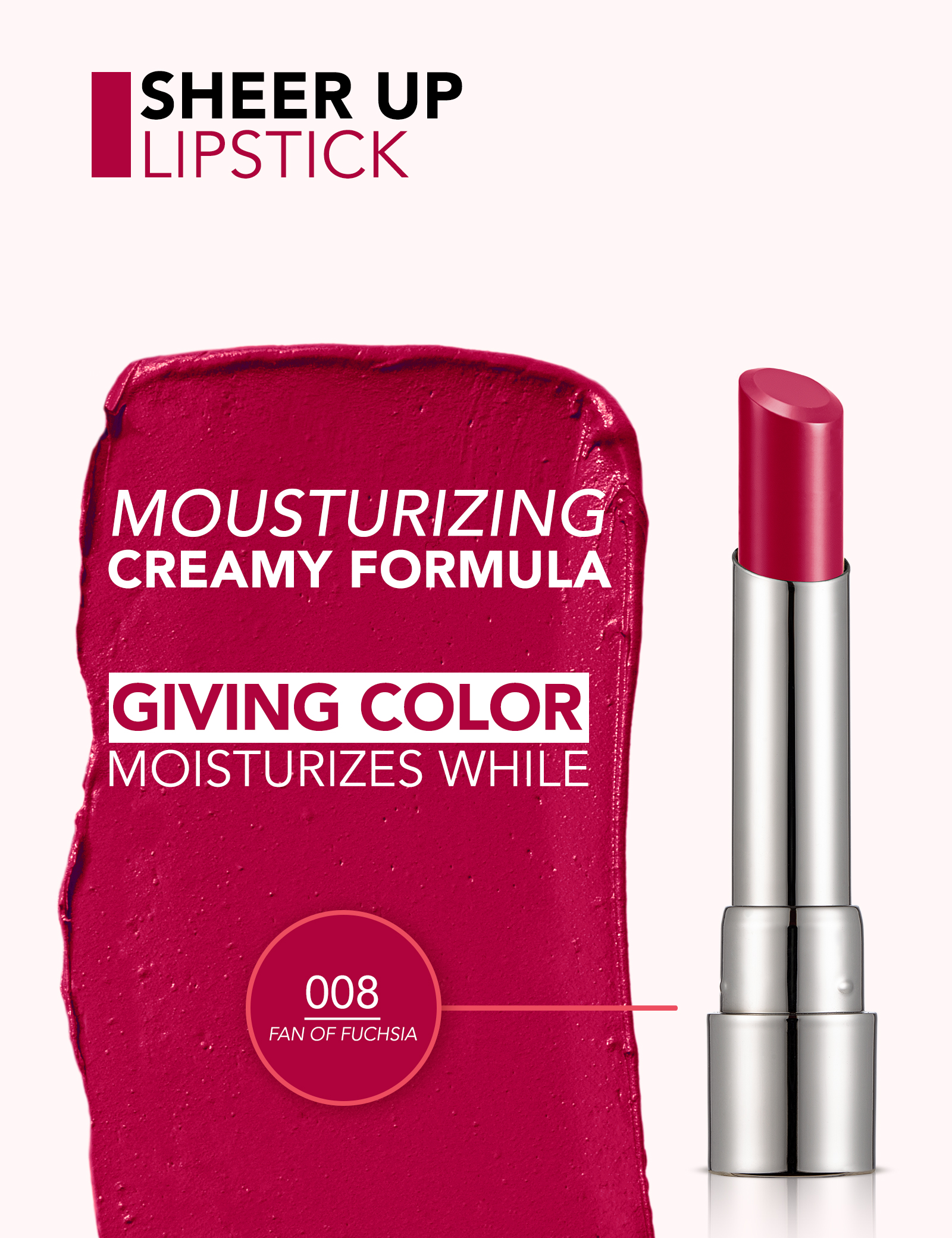 FLORMAR Sheer Up Lipstick 008 Fan of Fuchsia - الصورة 2