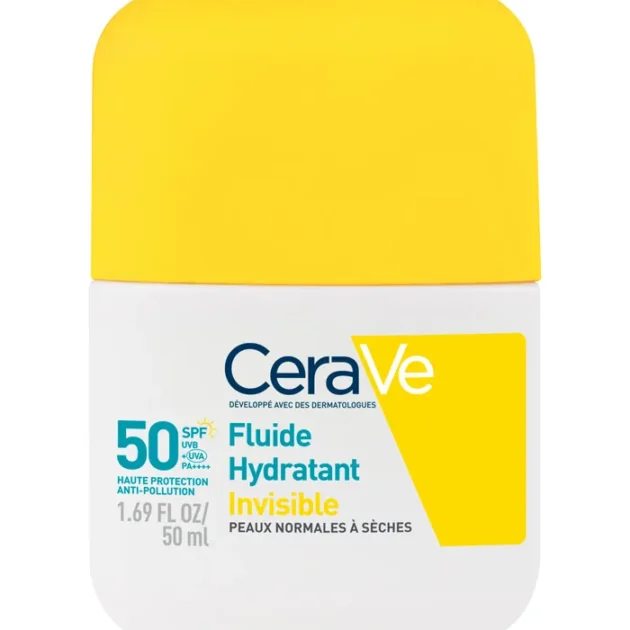 CERAVE Fluide Hydratant Invisible SPF50 Haute Protection Peau Normale à Séche