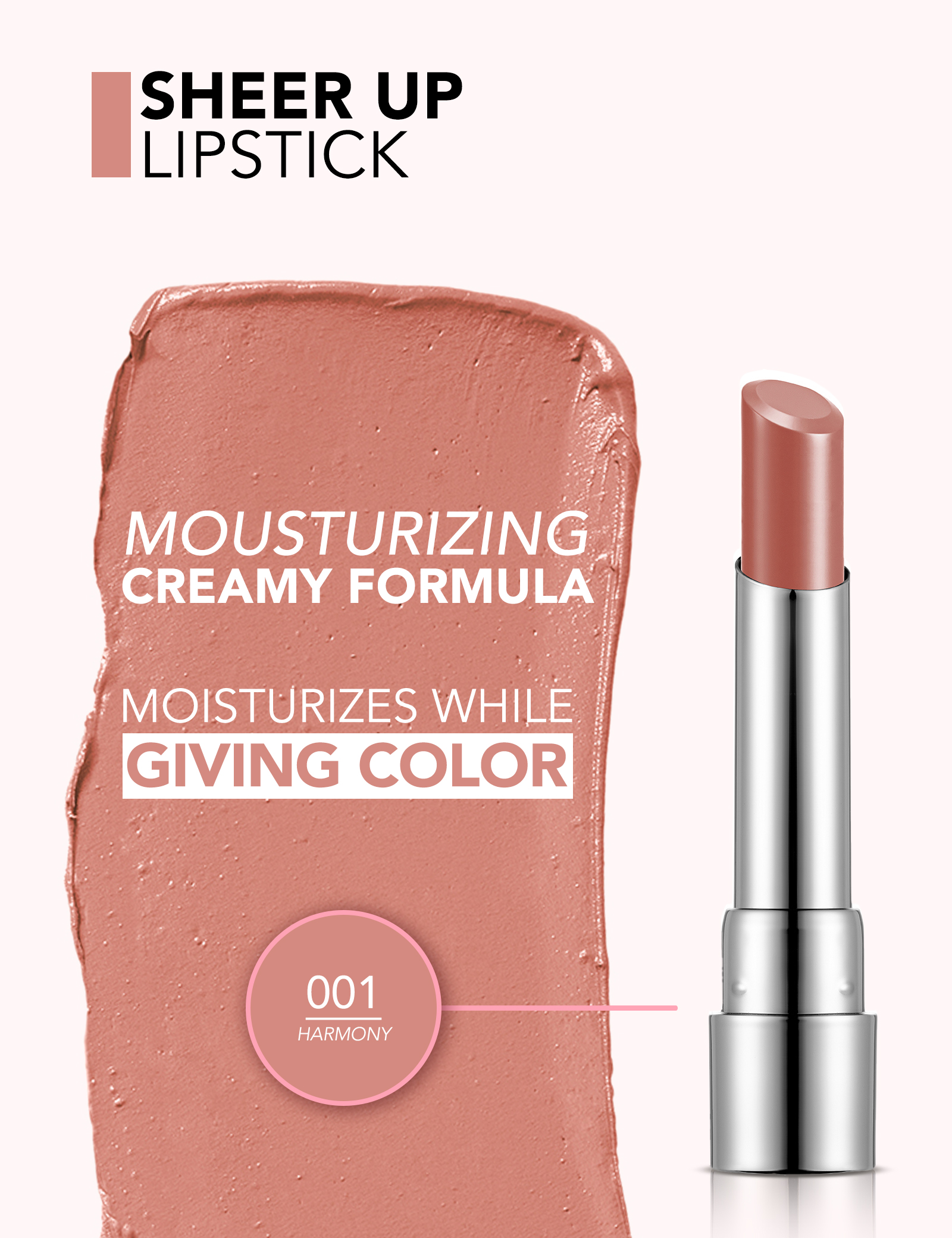 FLORMAR Sheer Up Lipstick 001 Harmony - الصورة 3